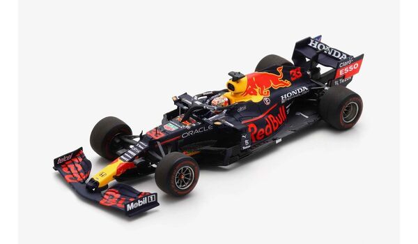 Spark Model S7861 Red Bull Racing Honda RB16B #33 'Max Verstappen' Winner Abu Dhabi GP 2021 World Champion Edition With #1 Board and Pit Board,